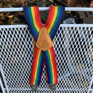 Vintage Custom Leather Craft Rainbow Suspenders No. 110